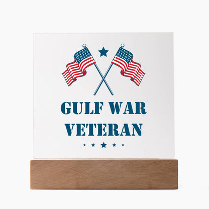 Gulf War Veteran - Square Acrylic Plaque With LED Base