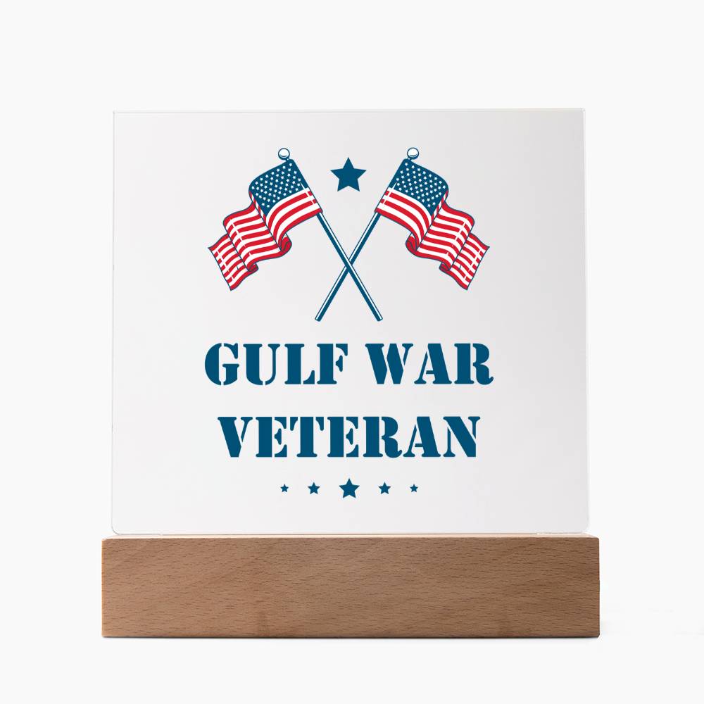 Gulf War Veteran - Square Acrylic Plaque With LED Base