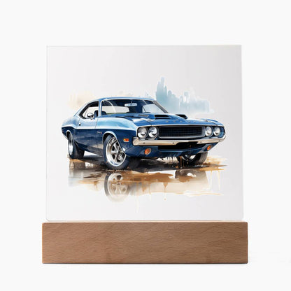 Muscle Car 02 - Square Acrylic Plaque With LED Base