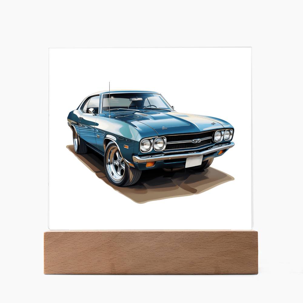 Muscle Car 05 - Square Acrylic Plaque With LED Base