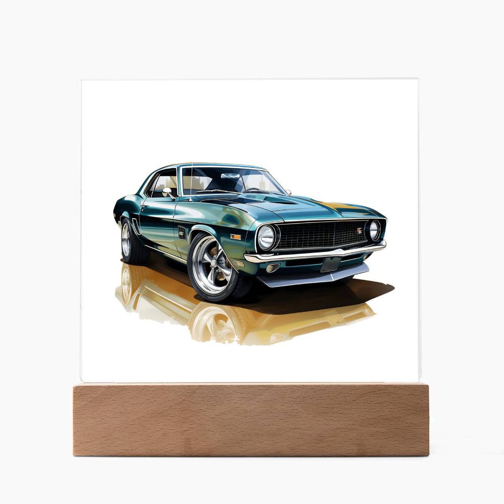 Muscle Car 11 - Square Acrylic Plaque With LED Base
