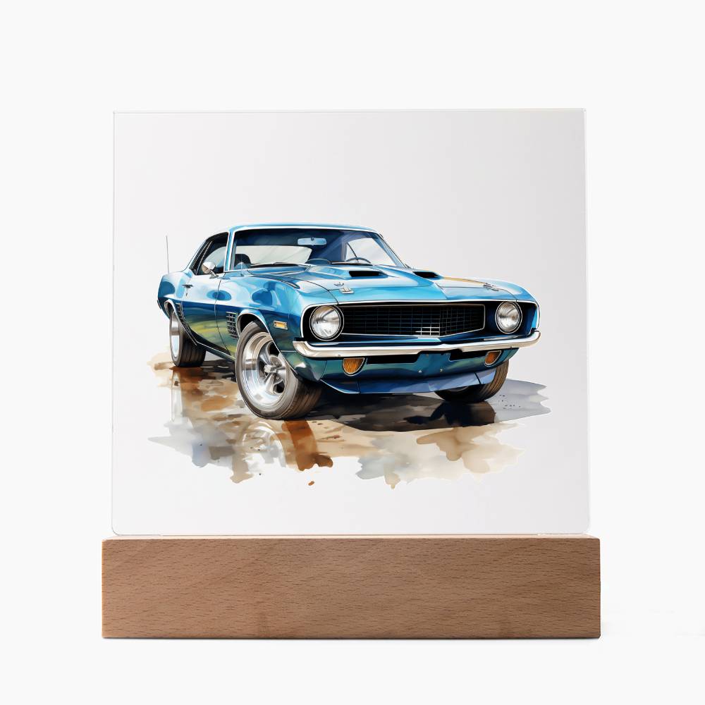 Muscle Car 12 - Square Acrylic Plaque With LED Base