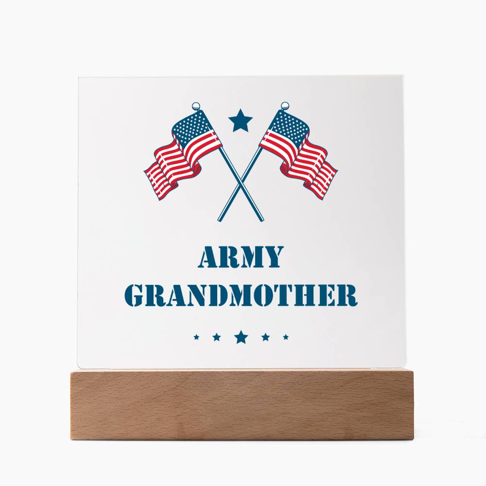 Army Grandmother - Square Acrylic Plaque With LED Base