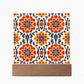 Mexican Floral Fiesta Pattern 047 - Square Acrylic Plaque With LED Base