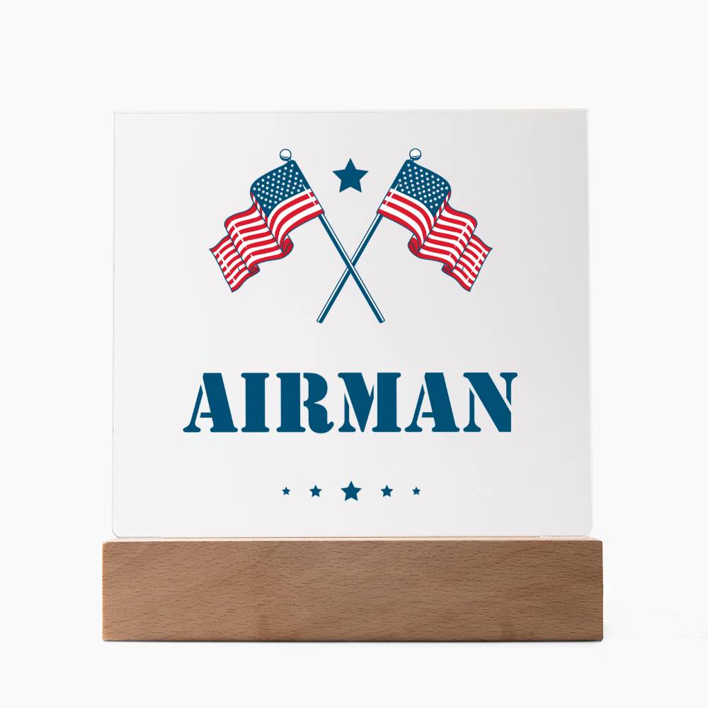 Airman - Square Acrylic Plaque With LED Base