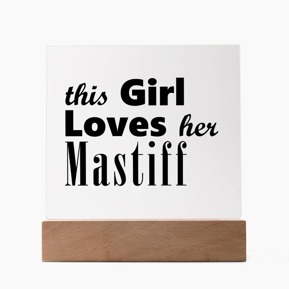 Mastiff - Square Acrylic Plaque With LED Base