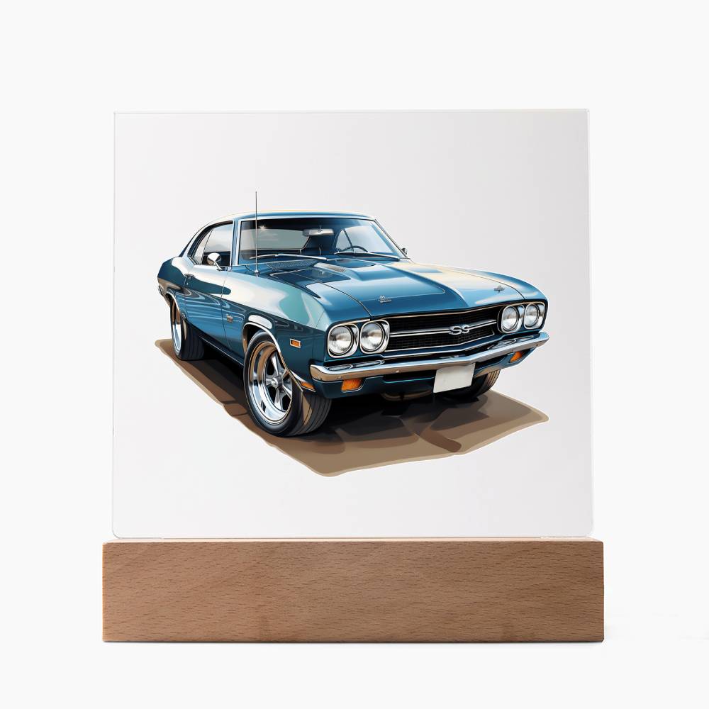 Muscle Car 05 - Square Acrylic Plaque With LED Base