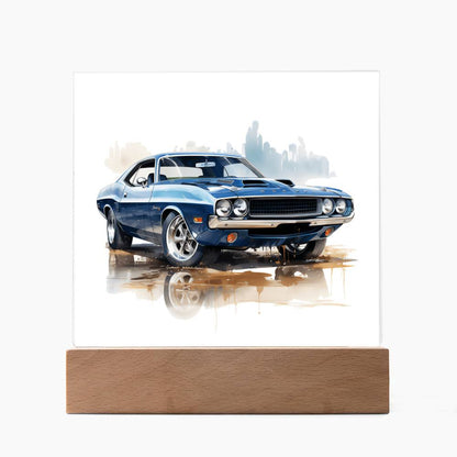 Muscle Car 02 - Square Acrylic Plaque With LED Base