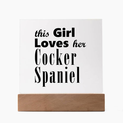 Cocker Spaniel - Square Acrylic Plaque With LED Base