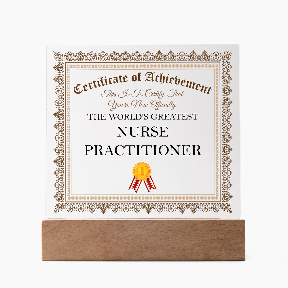 World's Greatest Nurse Practitioner - Square Acrylic Plaque With LED Lights