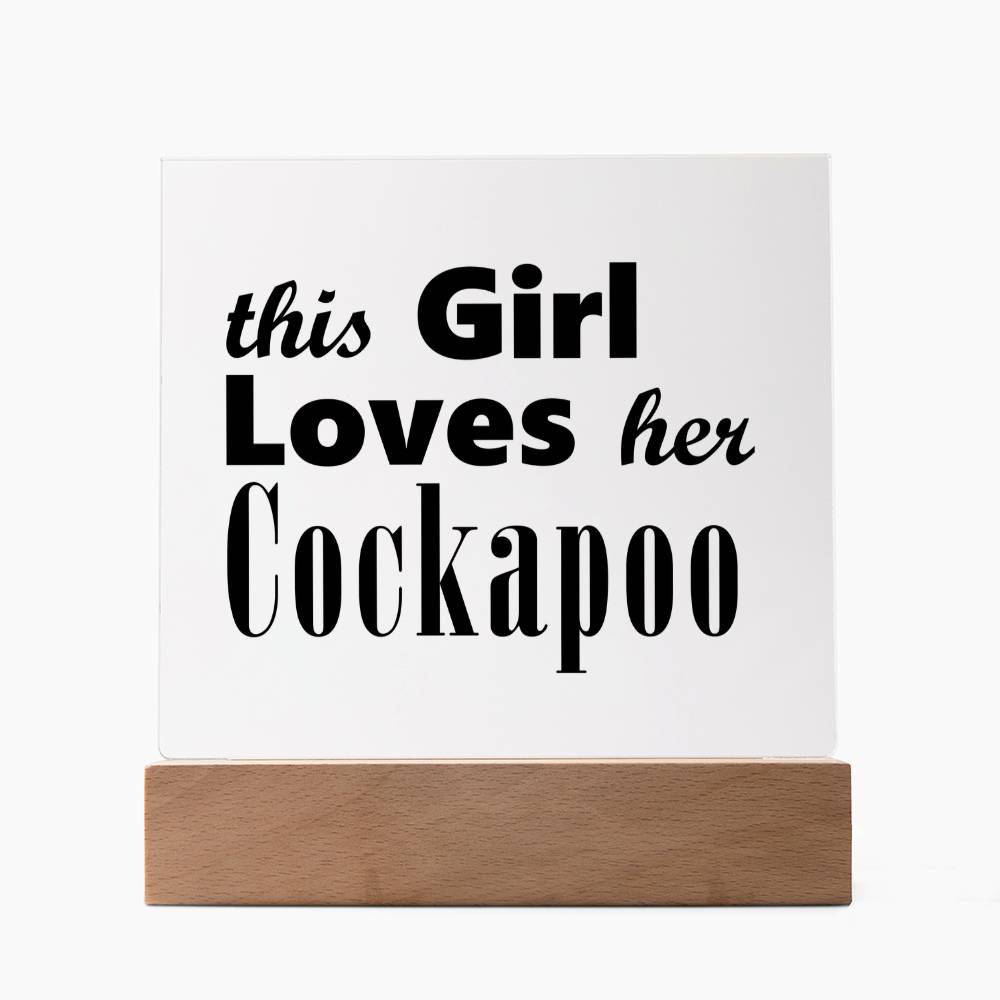 Cockapoo - Square Acrylic Plaque With LED Base