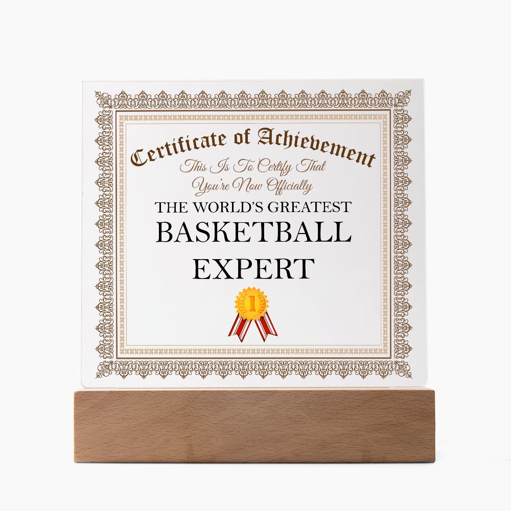 World's Greatest Basketball Expert - Square Acrylic Plaque With LED Lights