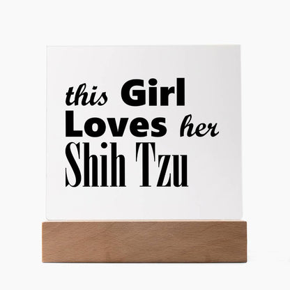 Shih Tzu - Square Acrylic Plaque With LED Base