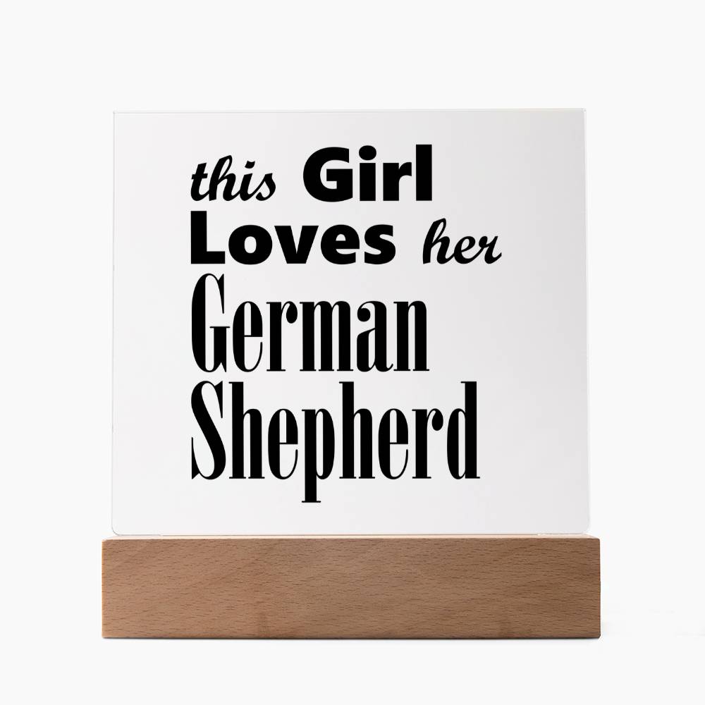 German Shepherd - Square Acrylic Plaque With LED Base