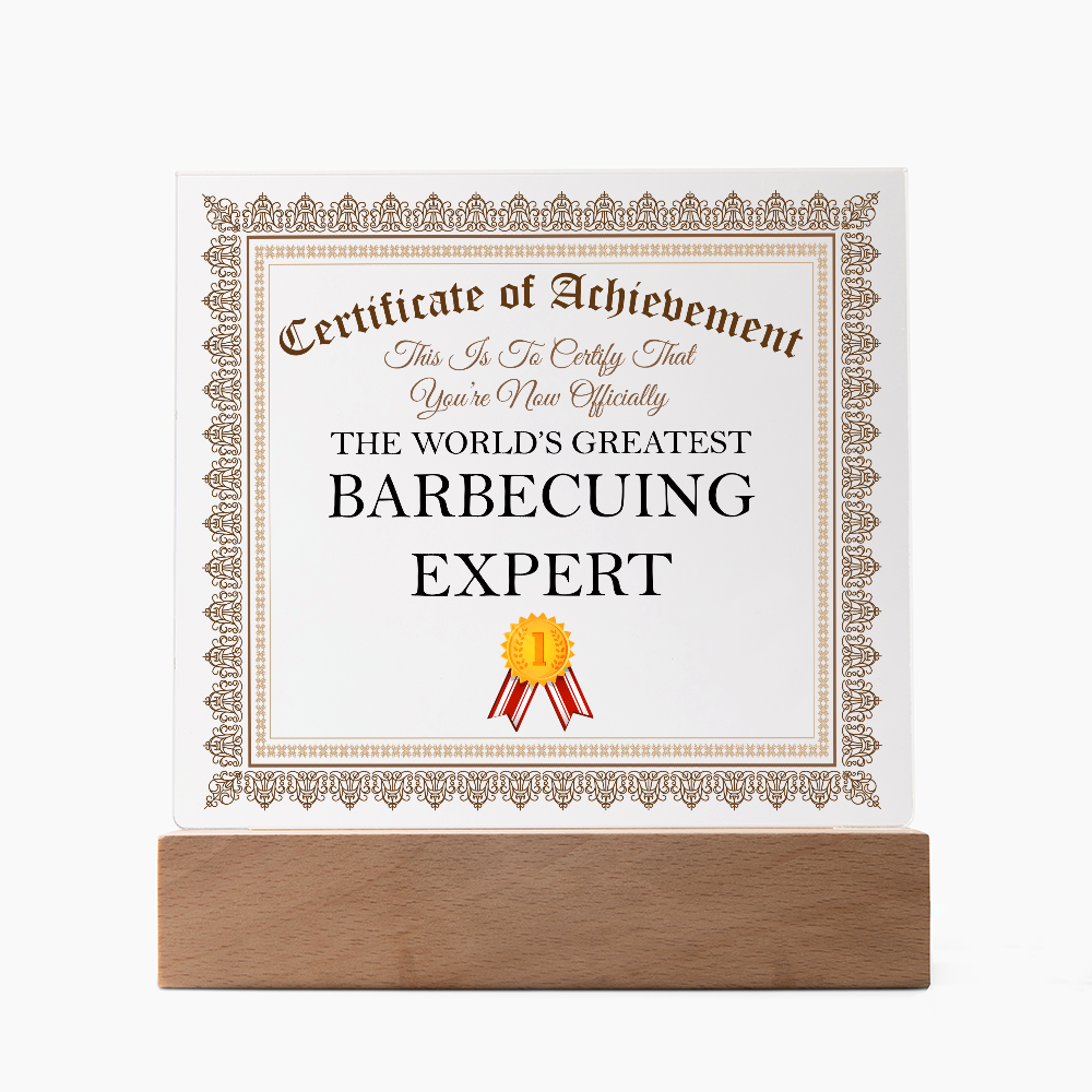World's Greatest Barbecuing Expert - Square Acrylic Plaque With LED Lights