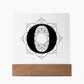 Magnolia Mandala Alphabet Letter O - Square Acrylic Plaque With LED Base