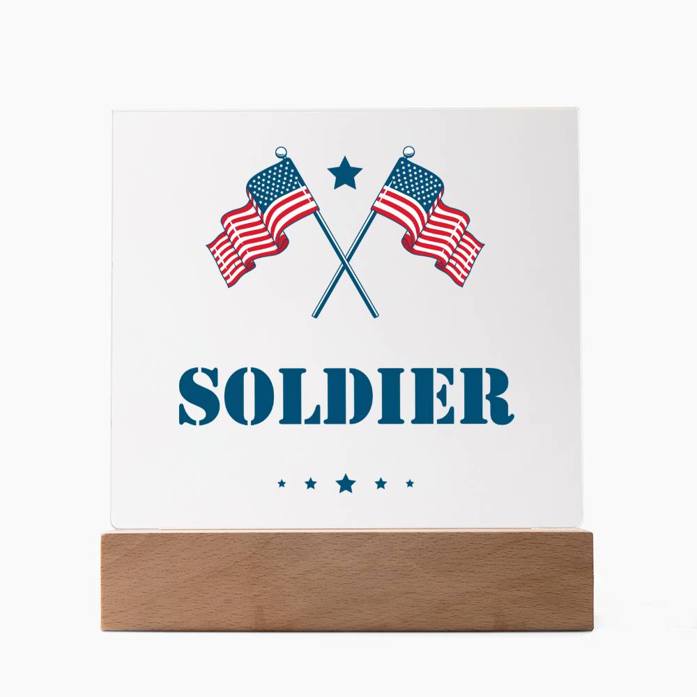 Soldier - Square Acrylic Plaque With LED Base