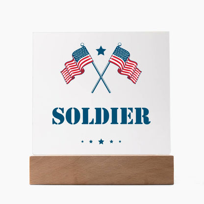 Soldier - Square Acrylic Plaque With LED Base