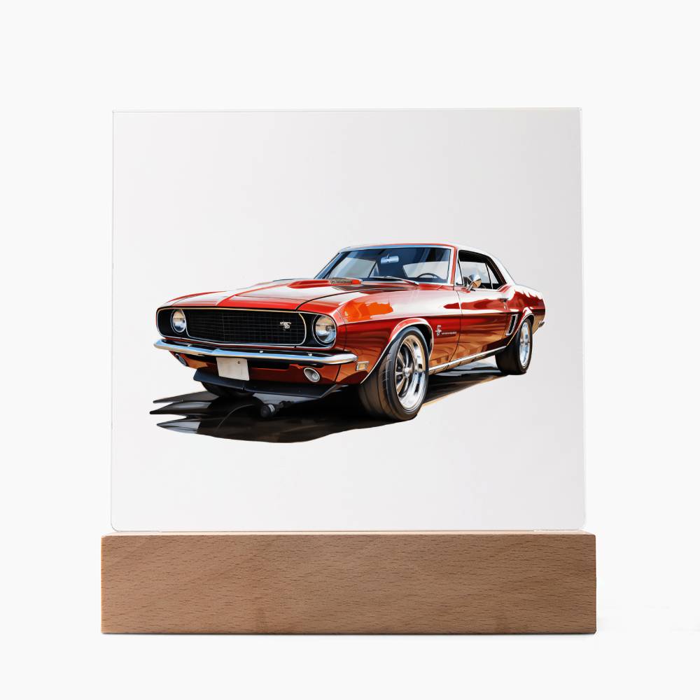 Muscle Car 01 - Square Acrylic Plaque With LED Base
