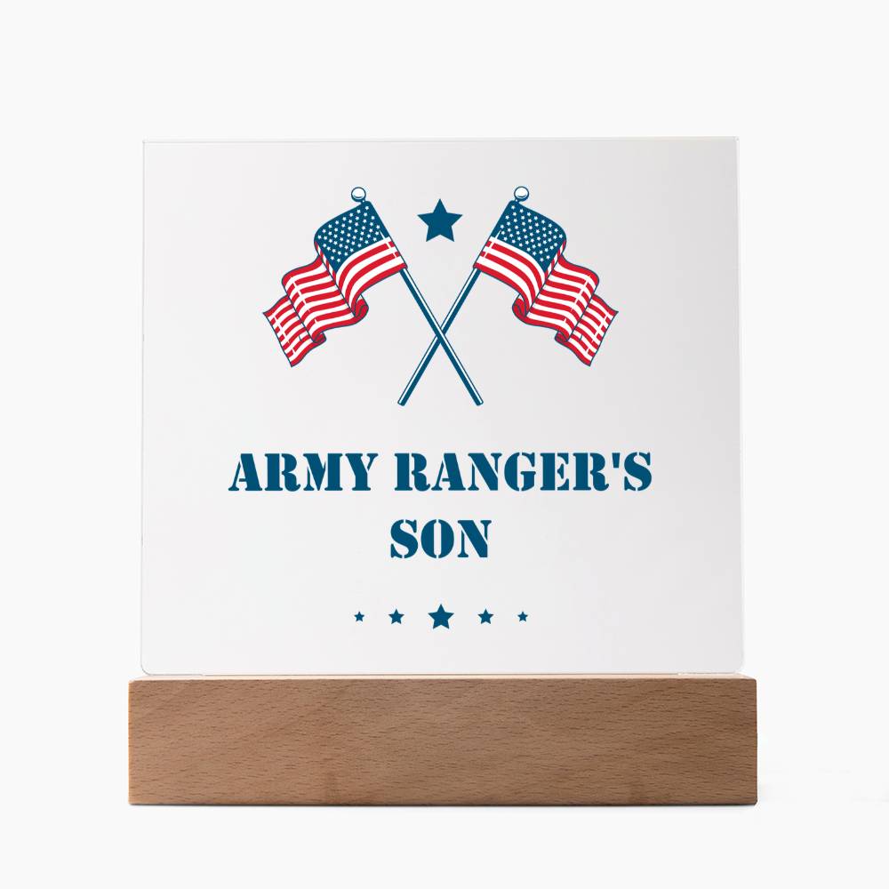 Army Ranger's Son - Square Acrylic Plaque With LED Base