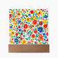 Mexican Floral Fiesta Pattern 009 - Square Acrylic Plaque With LED Base