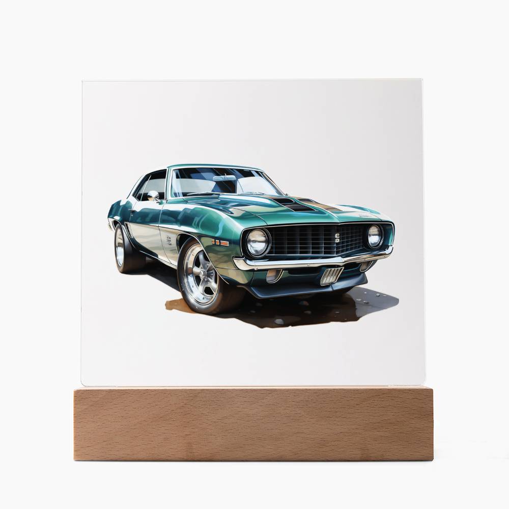 Muscle Car 09 - Square Acrylic Plaque With LED Base