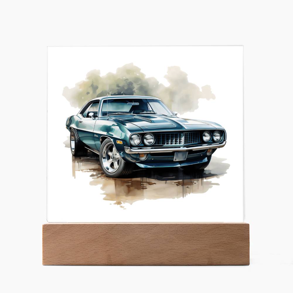 Muscle Car 13 - Square Acrylic Plaque With LED Base