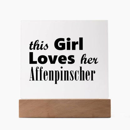 Affenpinscher - Square Acrylic Plaque With LED Base