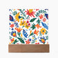Mexican Floral Fiesta Pattern 021 - Square Acrylic Plaque With LED Base
