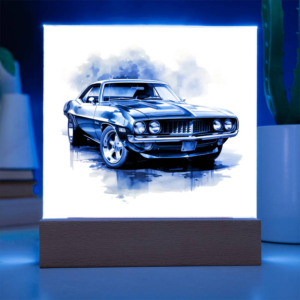 Muscle Car 13 - Square Acrylic Plaque With LED Base