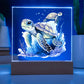 Cute Sea Turtle 008 - Square Acrylic Plaque With LED Base