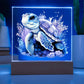 Cute Sea Turtle 012 - Square Acrylic Plaque With LED Base