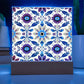 Mexican Floral Fiesta Pattern 041 - Square Acrylic Plaque With LED Base