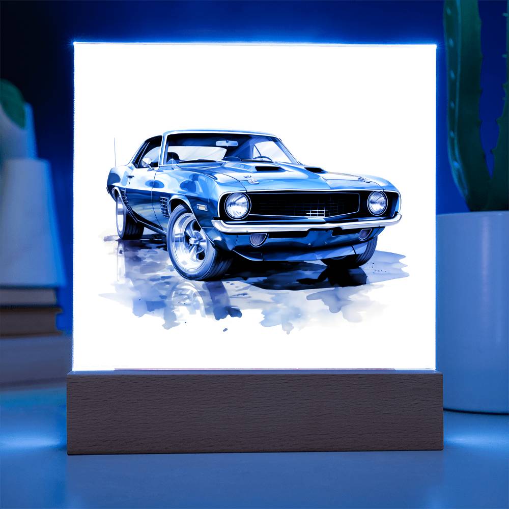 Muscle Car 12 - Square Acrylic Plaque With LED Base