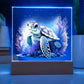 Cute Sea Turtle 006 - Square Acrylic Plaque With LED Base