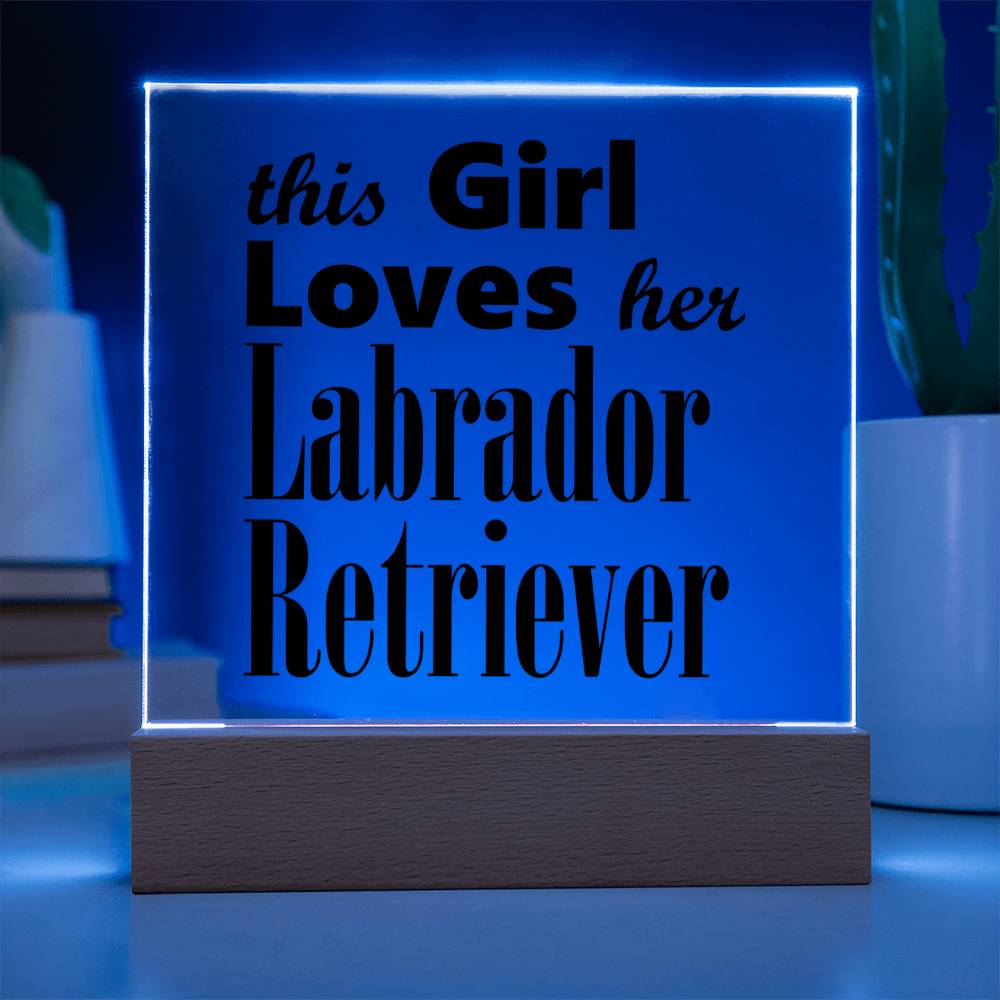 Labrador Retriever - Square Acrylic Plaque With LED Base