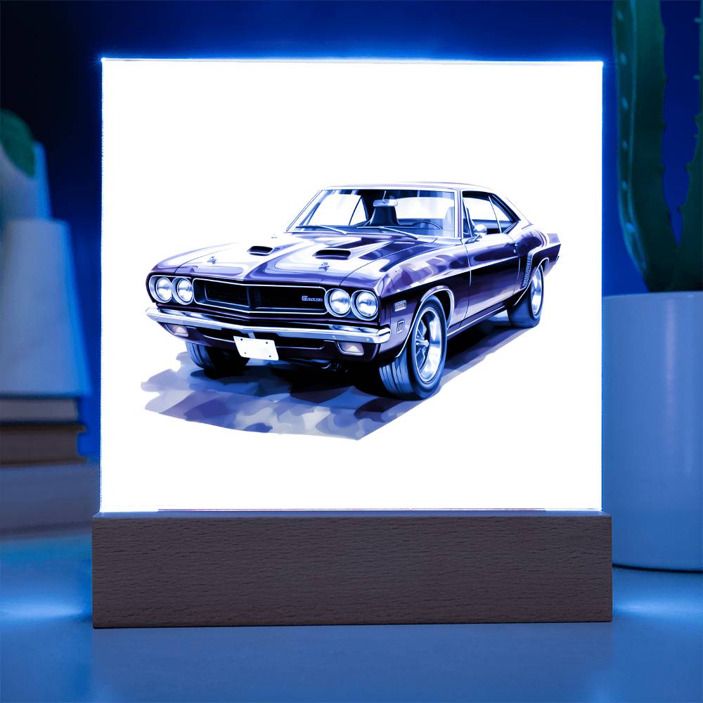 Muscle Car 10 - Square Acrylic Plaque With LED Base