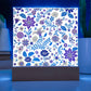 Mexican Floral Fiesta Pattern 013 - Square Acrylic Plaque With LED Base