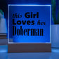 Doberman - Square Acrylic Plaque With LED Base