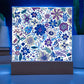 Mexican Floral Fiesta Pattern 072 - Square Acrylic Plaque With LED Base