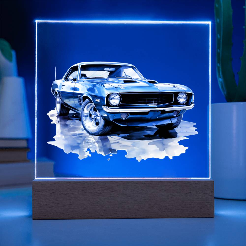 Muscle Car 12 - Square Acrylic Plaque With LED Base
