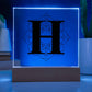 Magnolia Mandala Alphabet Letter H - Square Acrylic Plaque With LED Base