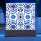 Mexican Floral Fiesta Pattern 070 - Square Acrylic Plaque With LED Base