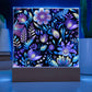 Mexican Floral Fiesta Pattern 056 - Square Acrylic Plaque With LED Base