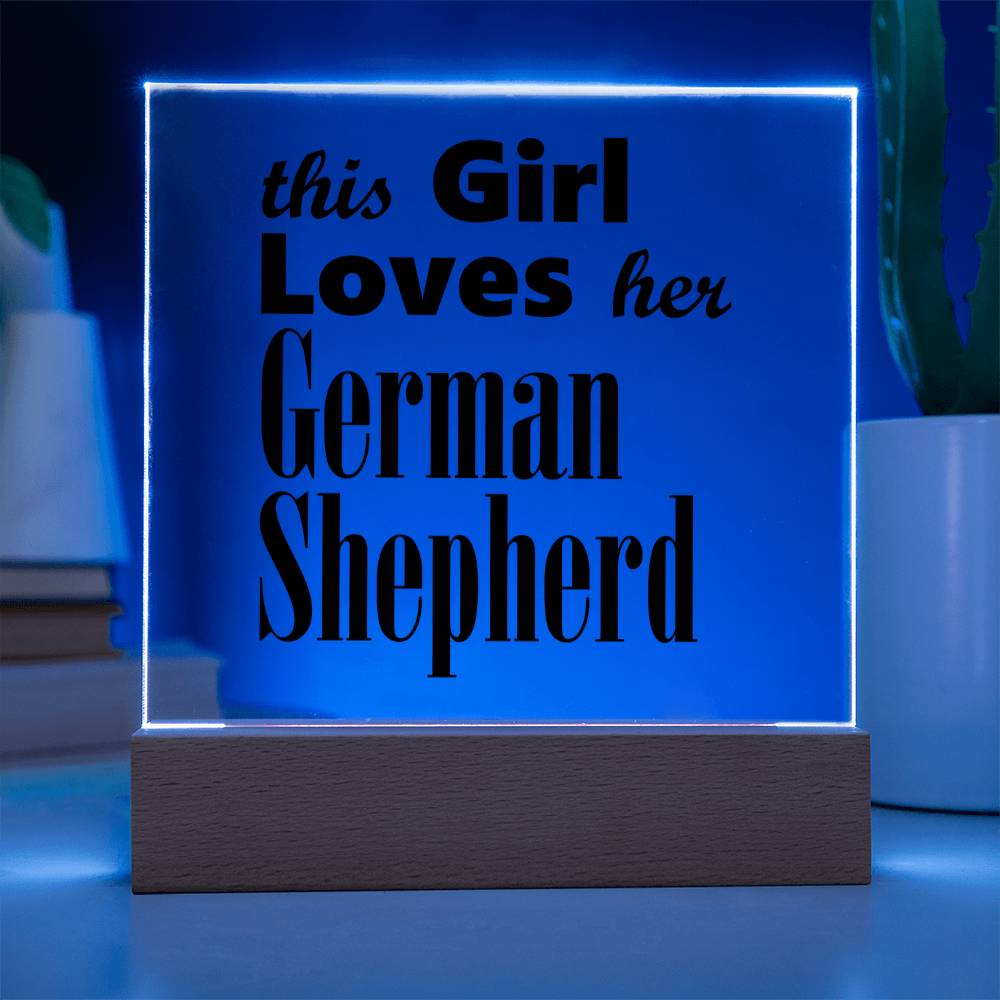 German Shepherd - Square Acrylic Plaque With LED Base
