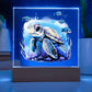 Cute Sea Turtle 002 - Square Acrylic Plaque With LED Base