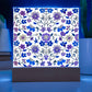 Mexican Floral Fiesta Pattern 020 - Square Acrylic Plaque With LED Base