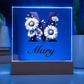 Mary (Daisies) - Square Acrylic Plaque With LED Base