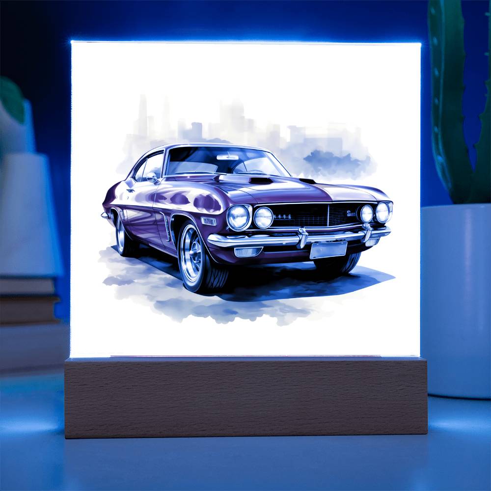 Muscle Car 06 - Square Acrylic Plaque With LED Base