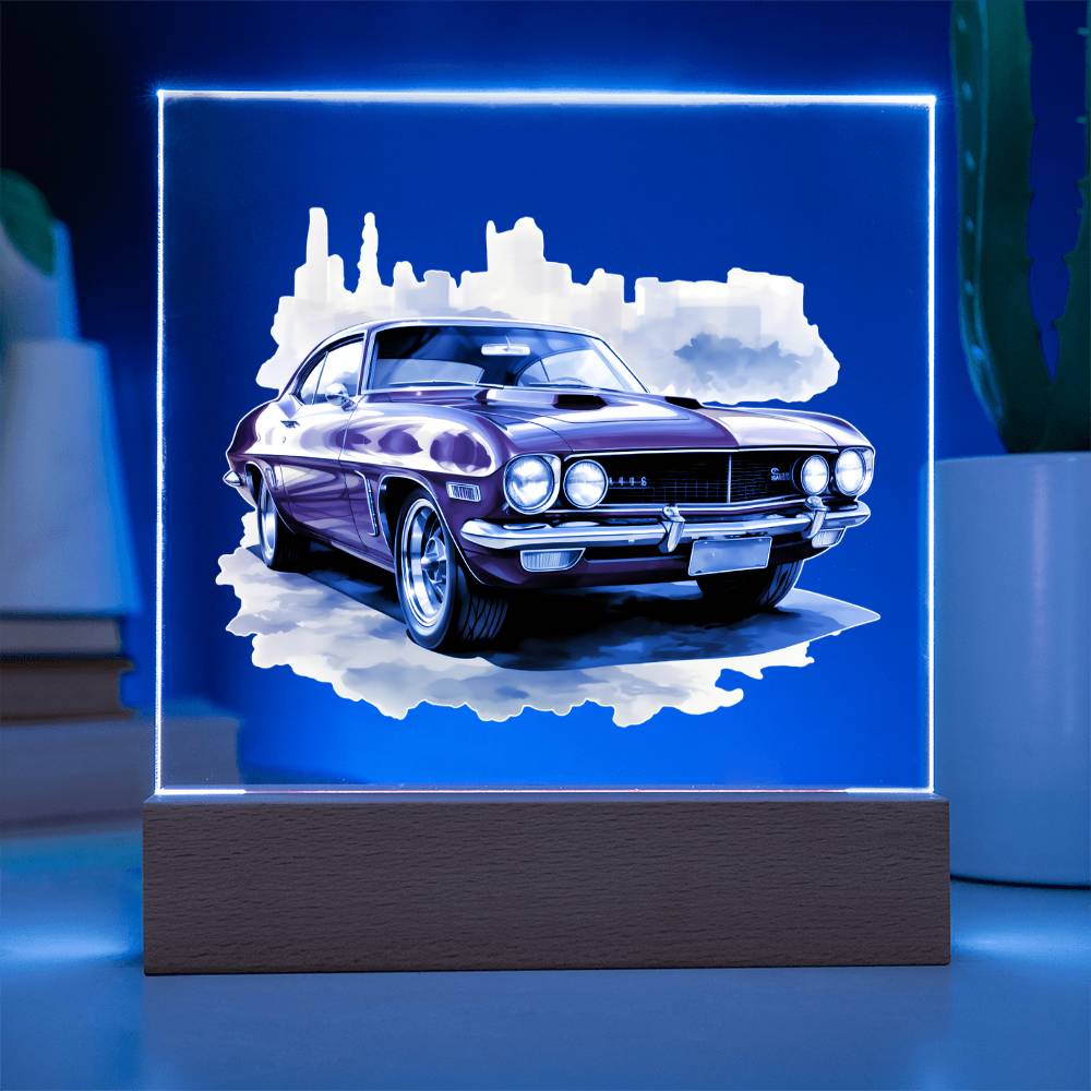 Muscle Car 06 - Square Acrylic Plaque With LED Base
